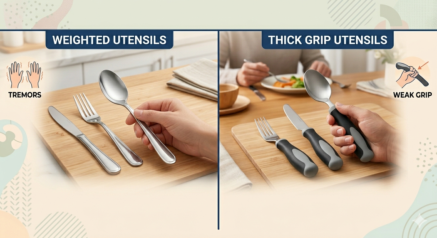 Weighted vs Thick Grip Utensils
