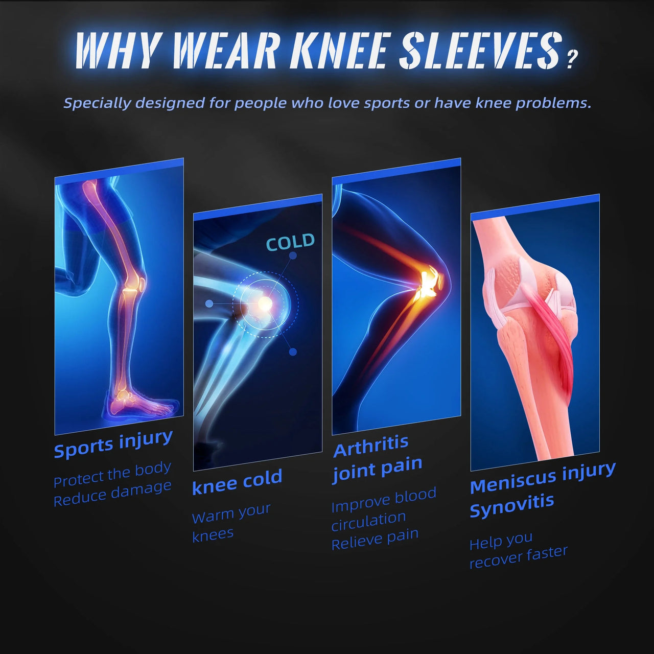 Copper Knee Brace Compression Sleeves for Support and Relief