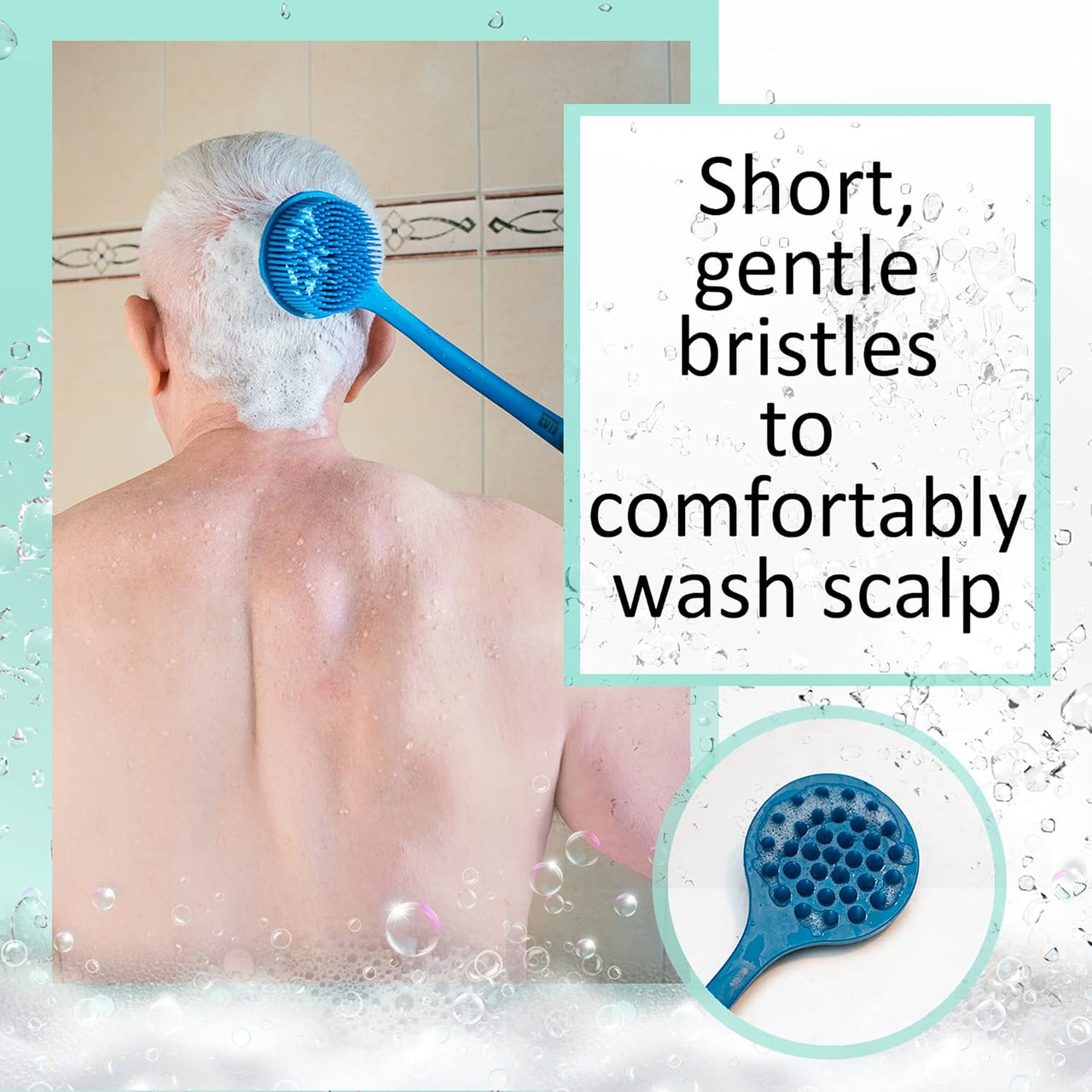 Bendable Long Handled Silicone Body Brush & Hair Scrubber (1 Pack)