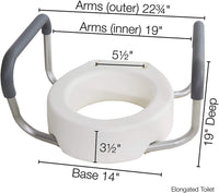 Raised Toilet Seat with Arms, Elongated