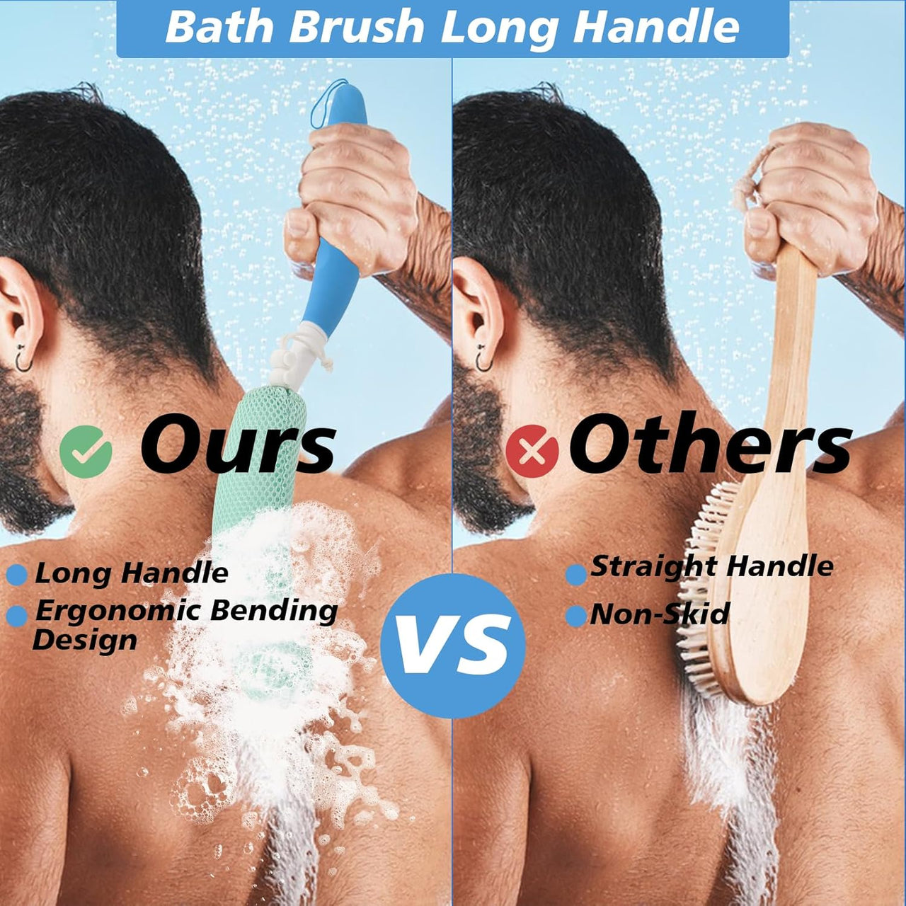 15 Inch Back Bath Brush with Sponge