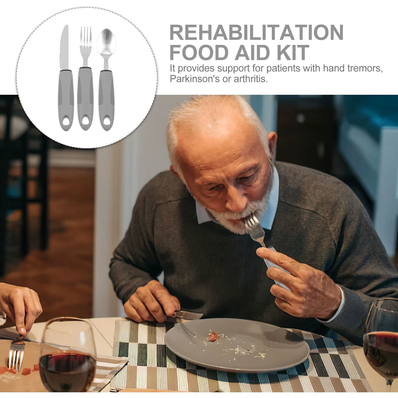 Thick Grip Adaptive Cutlery for Arthritis Hands