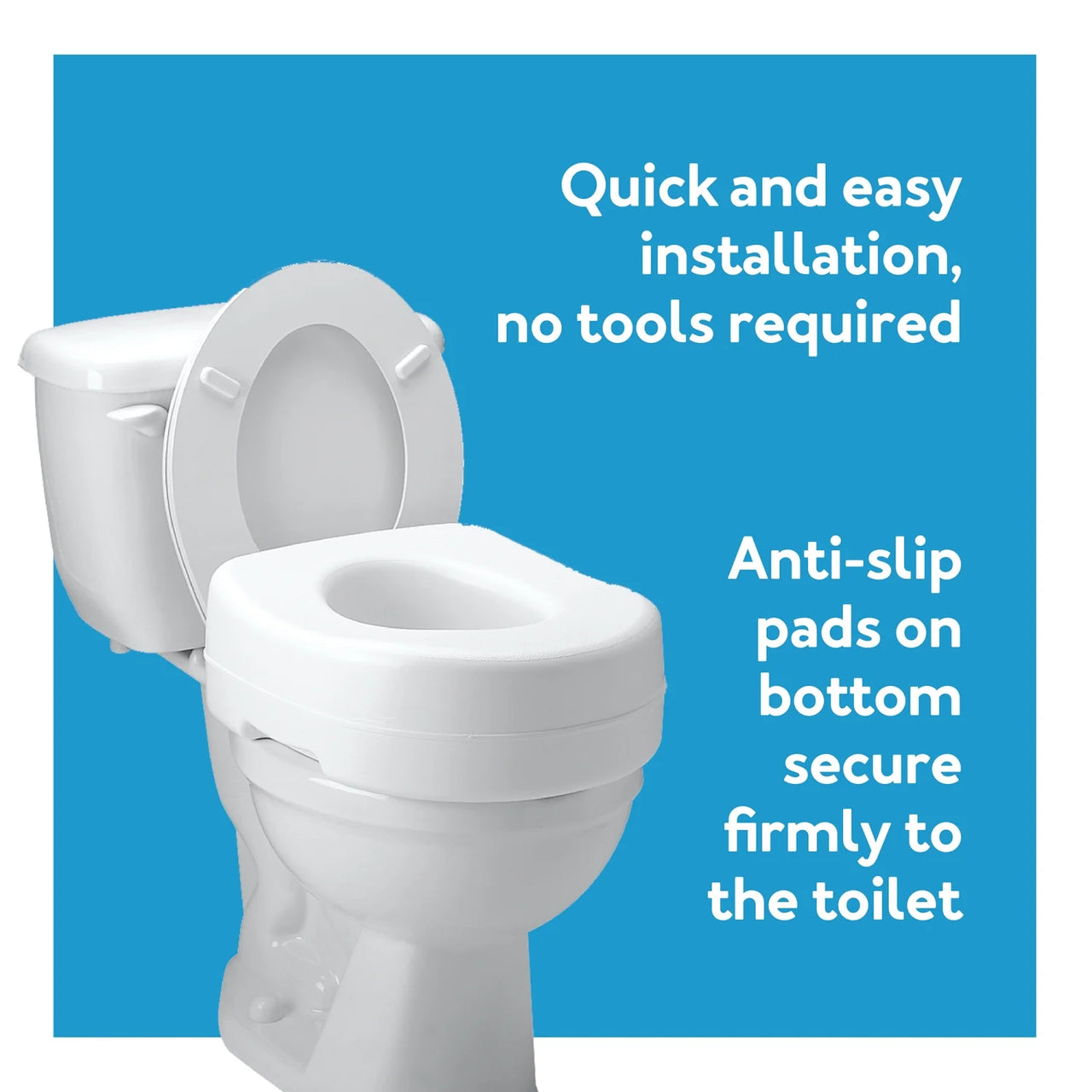 Raised Toilet Seat with 5 inch Height, Slip-Resistant & Removable