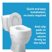 Raised Toilet Seat with 5 inch Height, Slip-Resistant & Removable