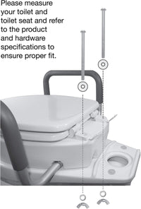 Raised Toilet Seat with Arms, Elongated