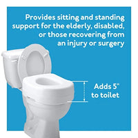 Raised Toilet Seat with 5 inch Height, Slip-Resistant & Removable