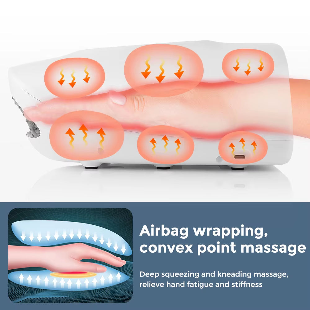 Wireless Electric Hand Massager with Air Compression + Hot Compress for Athritis