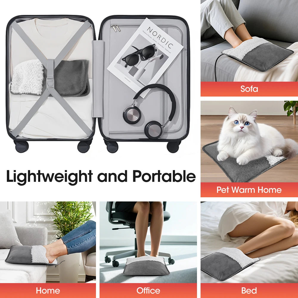 Electric Foot Warmer for Arthritis Relief - Plush Heated Foot Pad