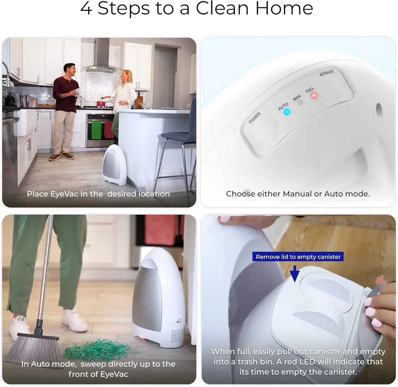 Arthritis-Friendly Touchless Vacuum Automatic Dustpan