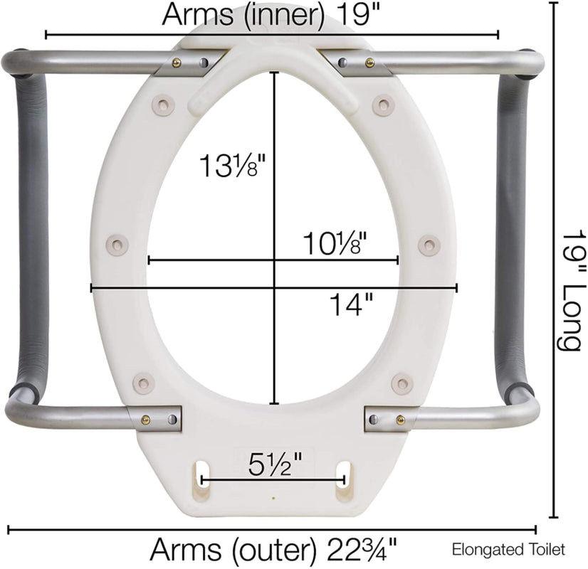 Raised Toilet Seat with Arms, Elongated