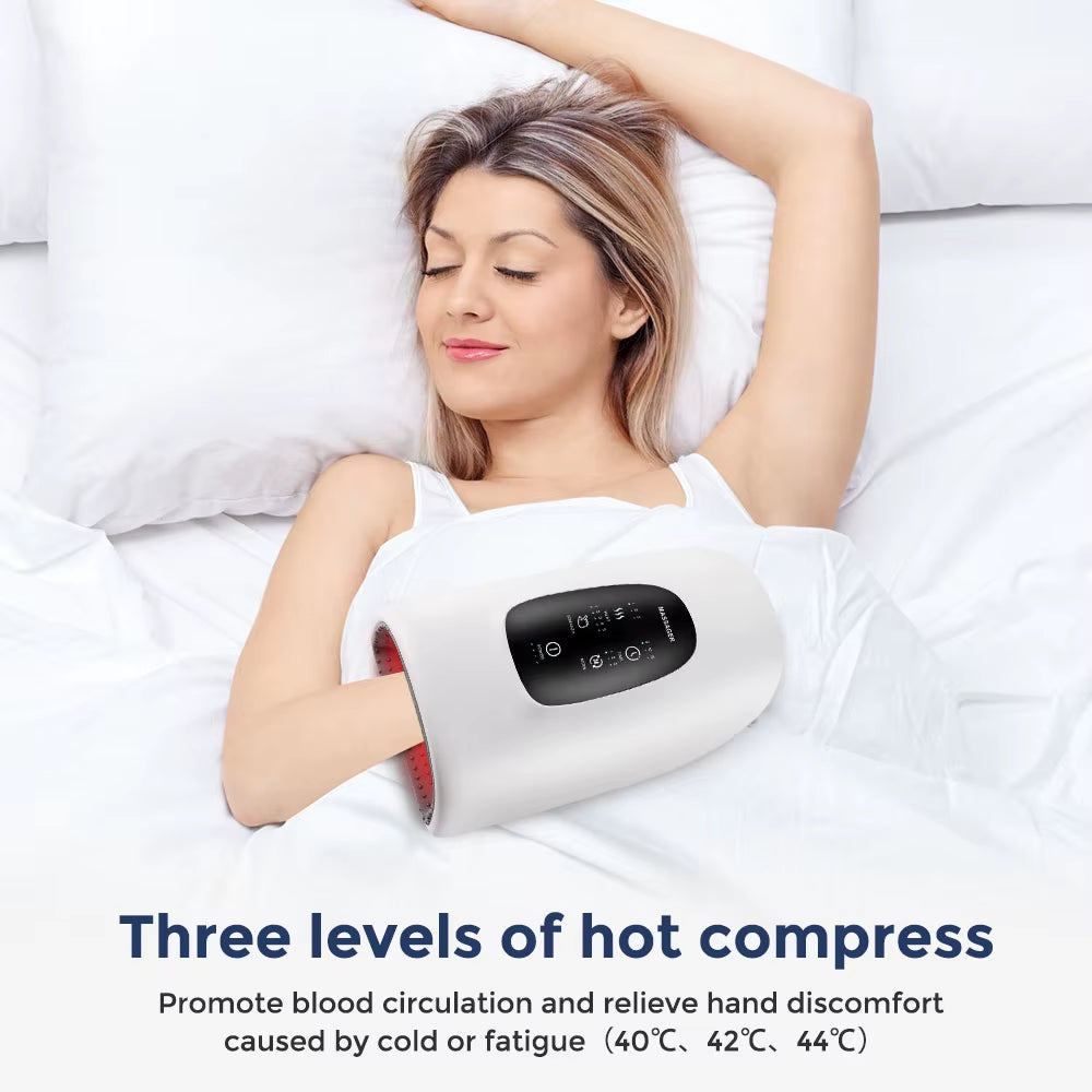 Wireless Electric Hand Massager with Air Compression + Hot Compress for Athritis