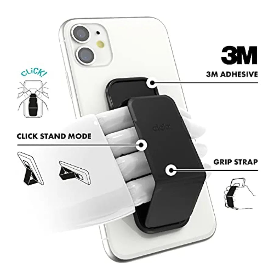 CLCKR Cell Phone Grip and Expanding Stand Universal Phone Grip Holder with Multiple Viewing Angles for Iphone 14 13 12 Samsung