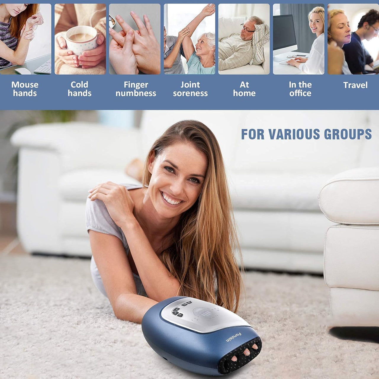 Hand Massager with Heat, Cordless Electric Hand Massager Tool 