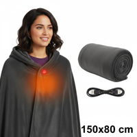 Wearable Heated Blanket Shawl for Arthritis Relief - USB-Powered Coral Velvet Throw